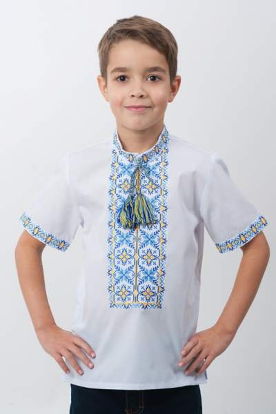 Рубашка с желто-синей вышивкой детская, арт. 4414к.р.