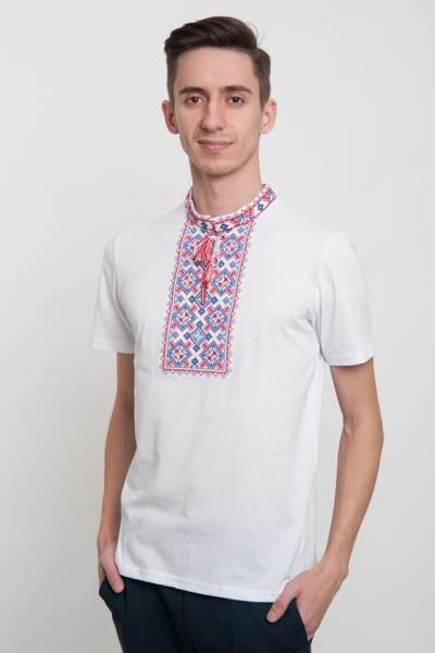 Белая футболка с вышивкой мужская, арт. 5201